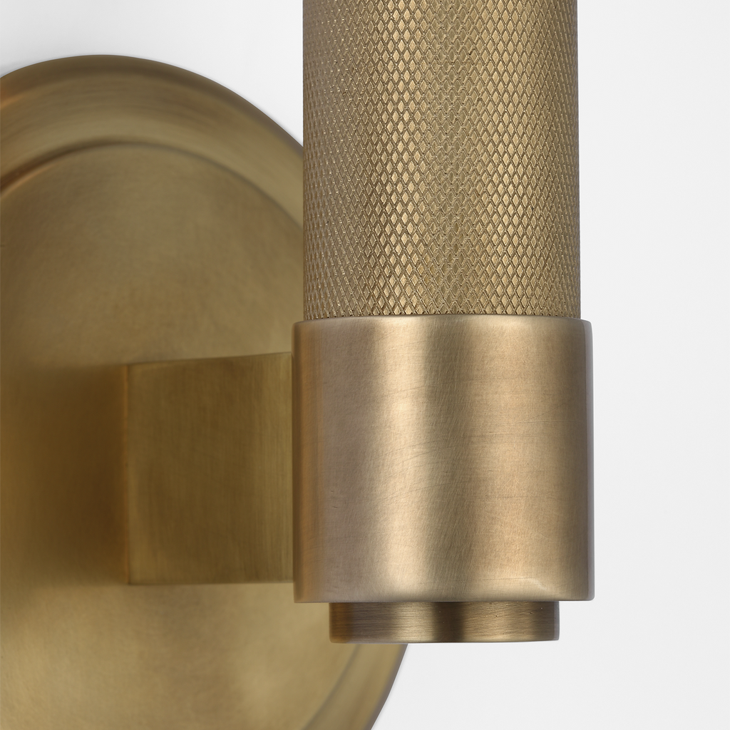 Barrett 13" Single Bath Light | Natural Brass | White Glass