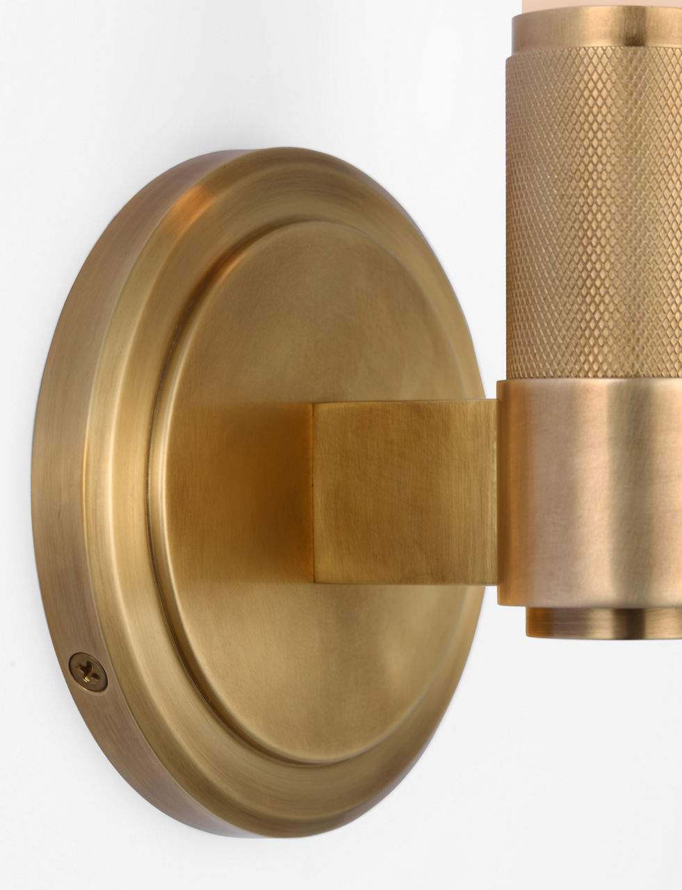 Barrett 13" Single Bath Light | Natural Brass | White Glass