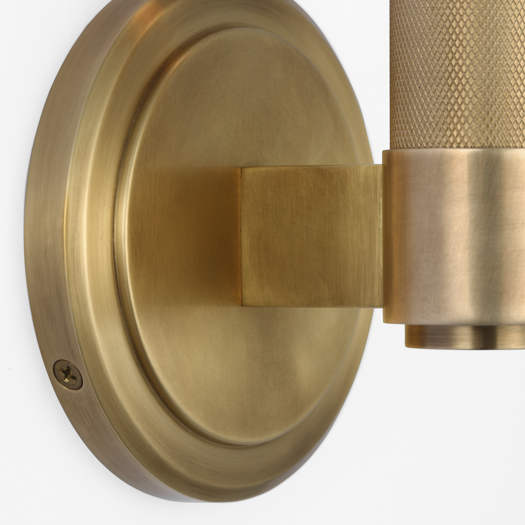Barrett 13" Single Bath Light | Natural Brass | White Glass