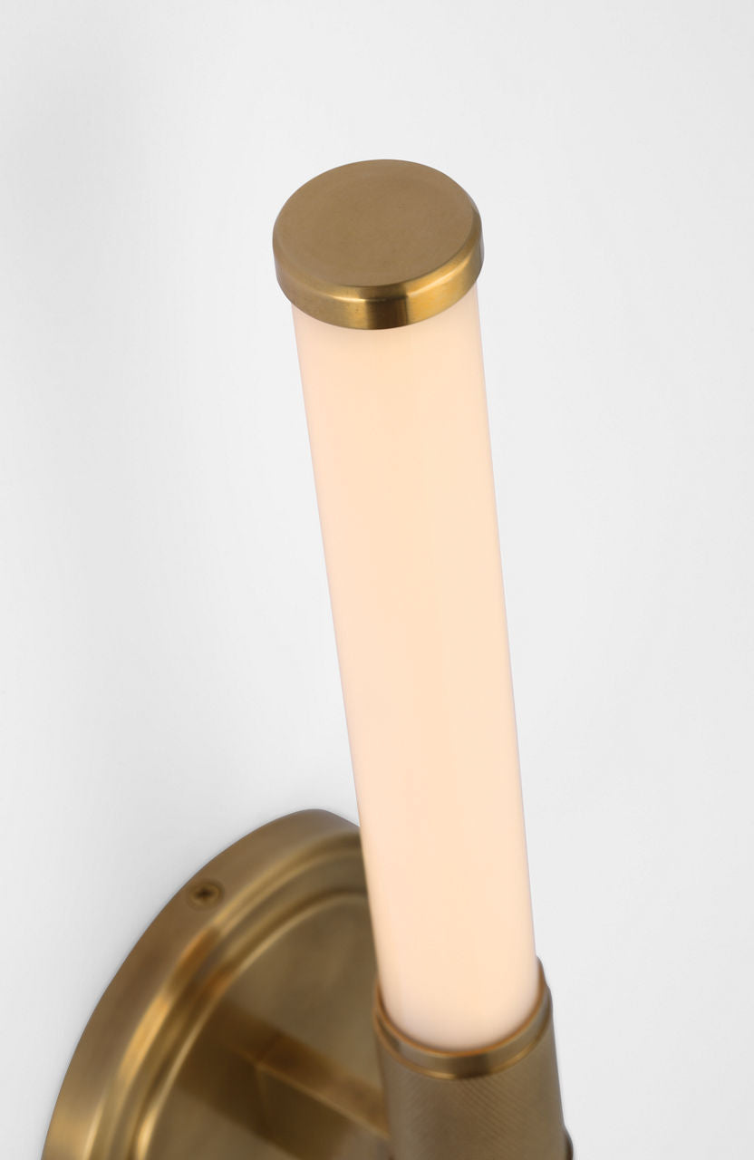 Barrett 13" Single Bath Light | Natural Brass | White Glass