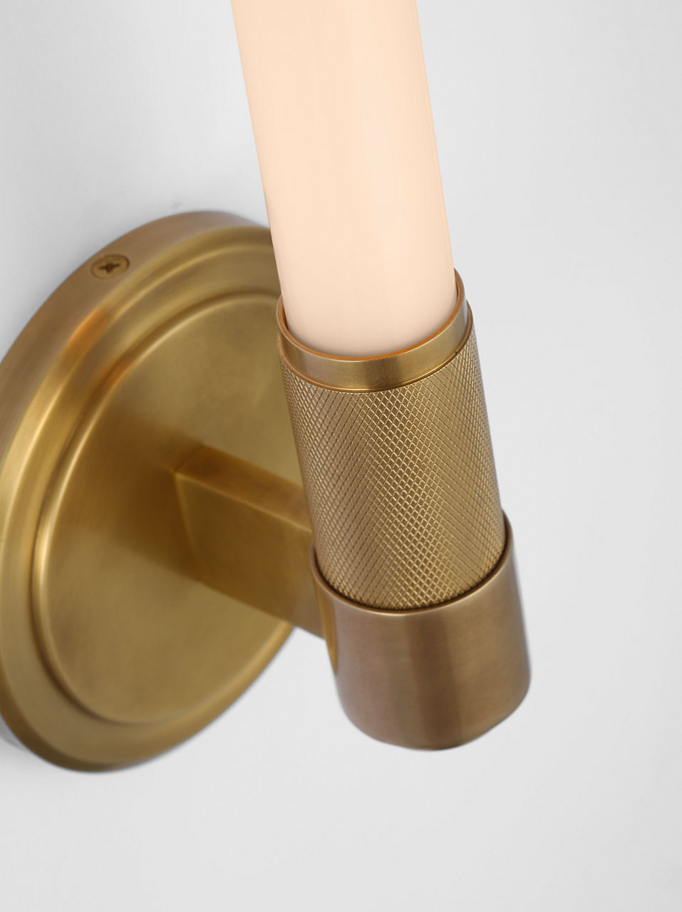 Barrett 13" Single Bath Light | Natural Brass | White Glass