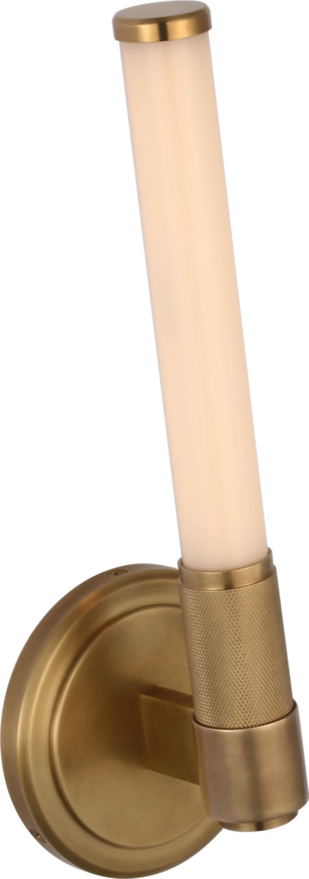Barrett 13" Single Bath Light | Natural Brass | White Glass