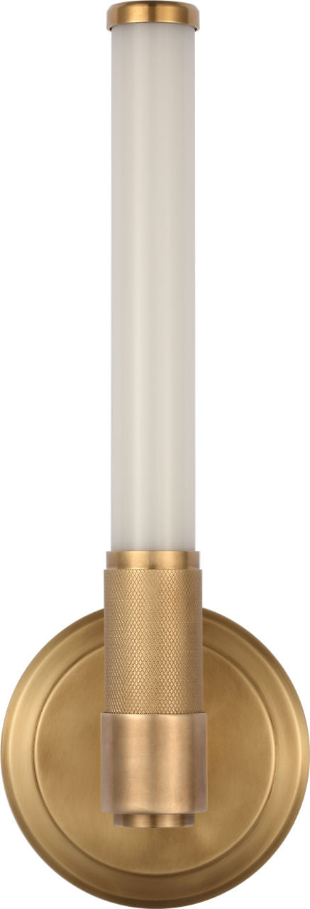 Barrett 13" Single Bath Light | Natural Brass | White Glass