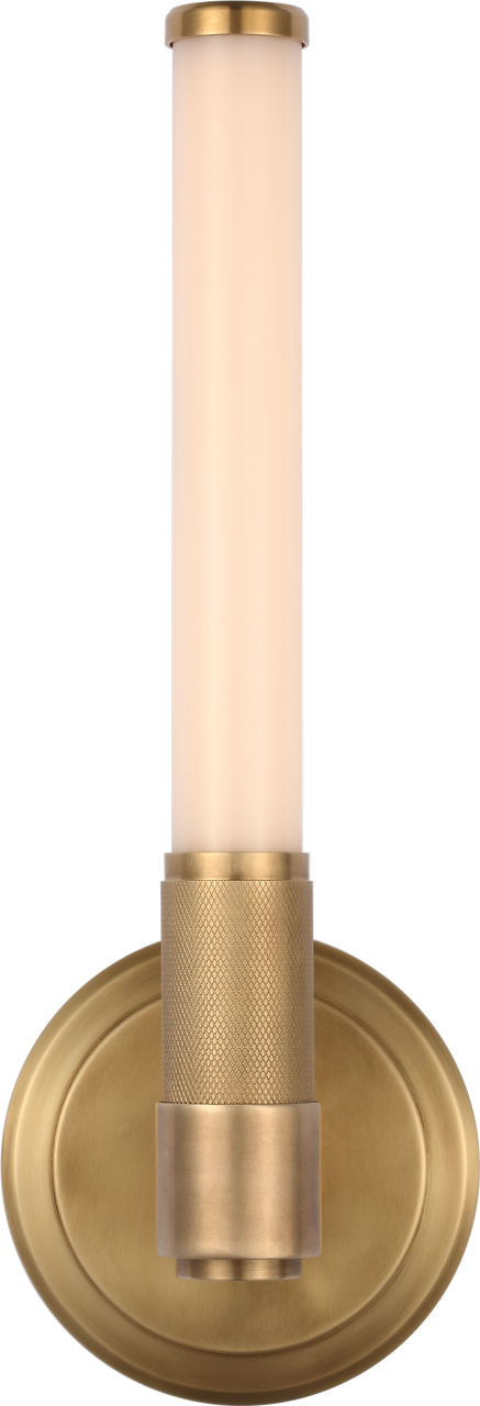 Barrett 13" Single Bath Light | Natural Brass | White Glass