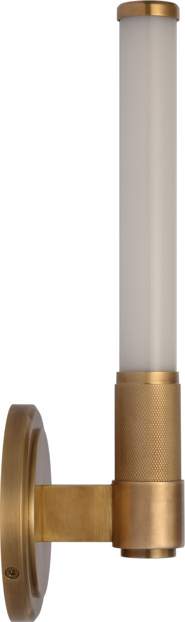 Barrett 13" Single Bath Light | Natural Brass | White Glass