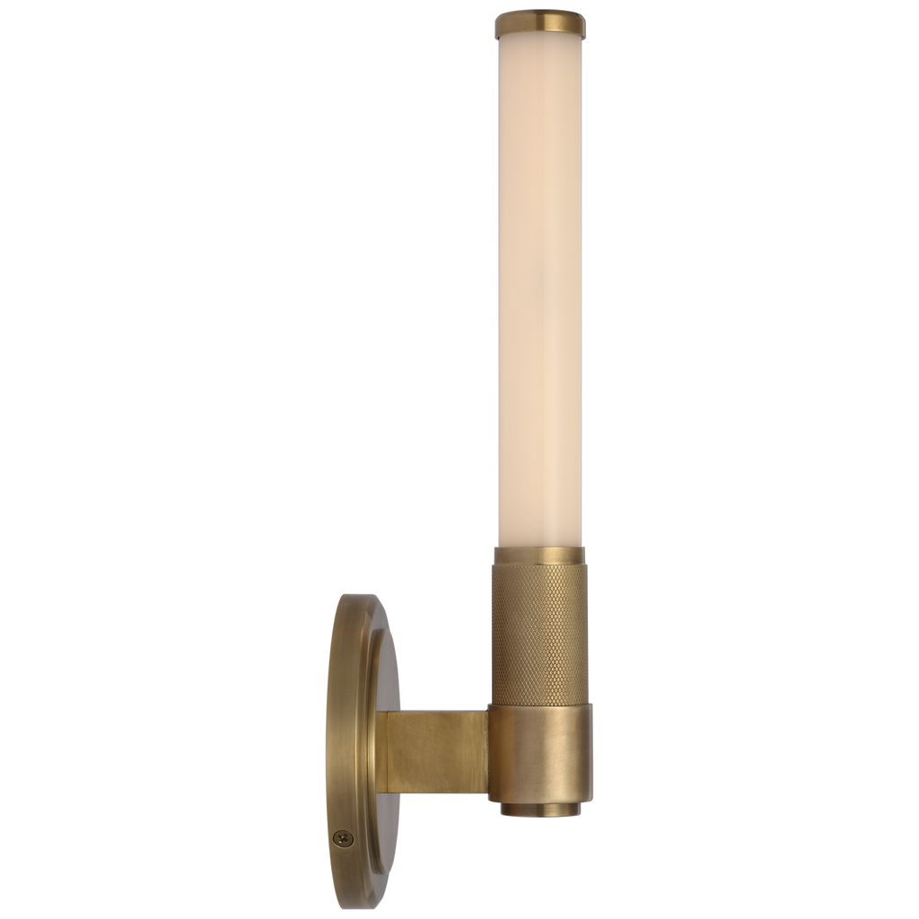 Barrett 13" Single Bath Light | Natural Brass | White Glass