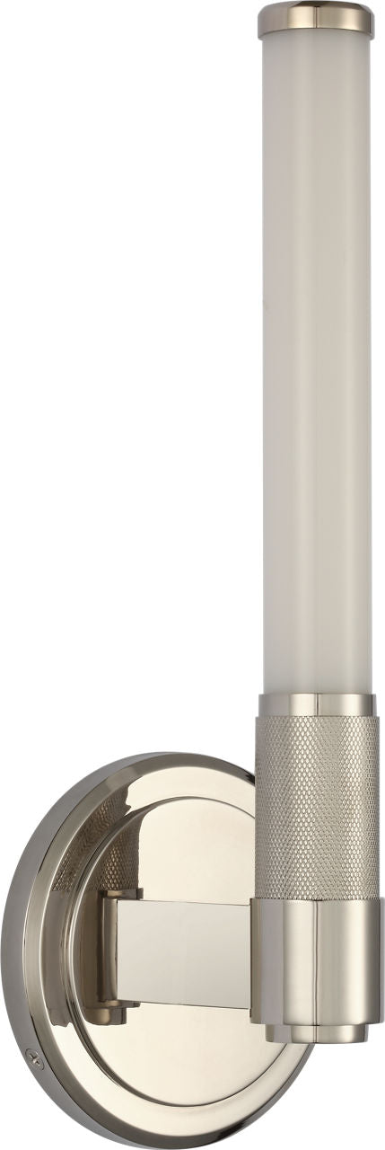 Barrett 13" Single Bath Light | Polished Nickel | White Glass