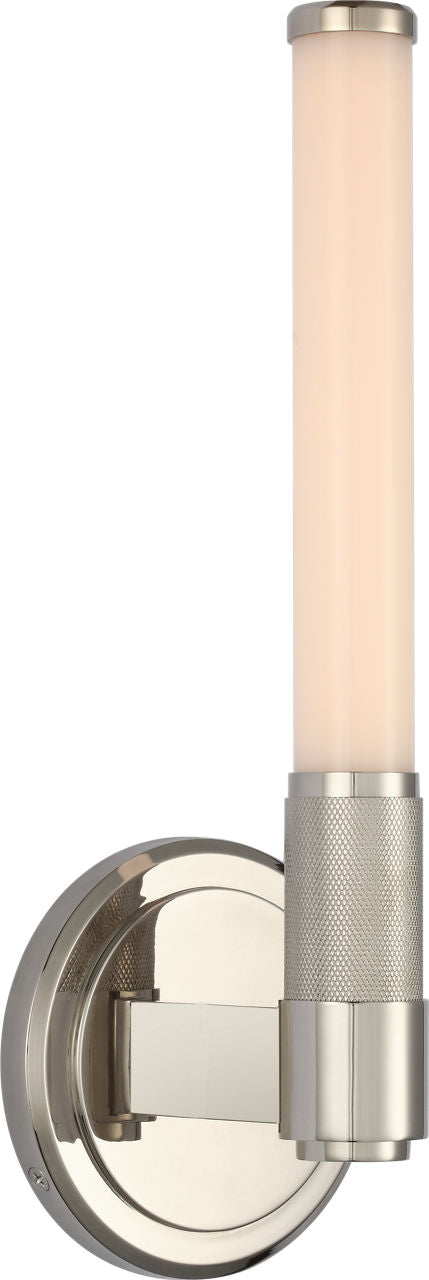 Barrett 13" Single Bath Light | Polished Nickel | White Glass