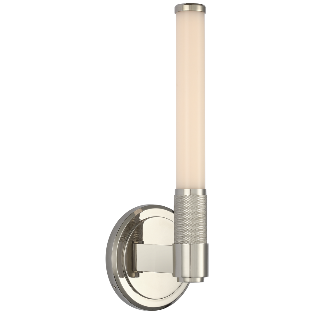 Barrett 13" Single Bath Light | Polished Nickel | White Glass