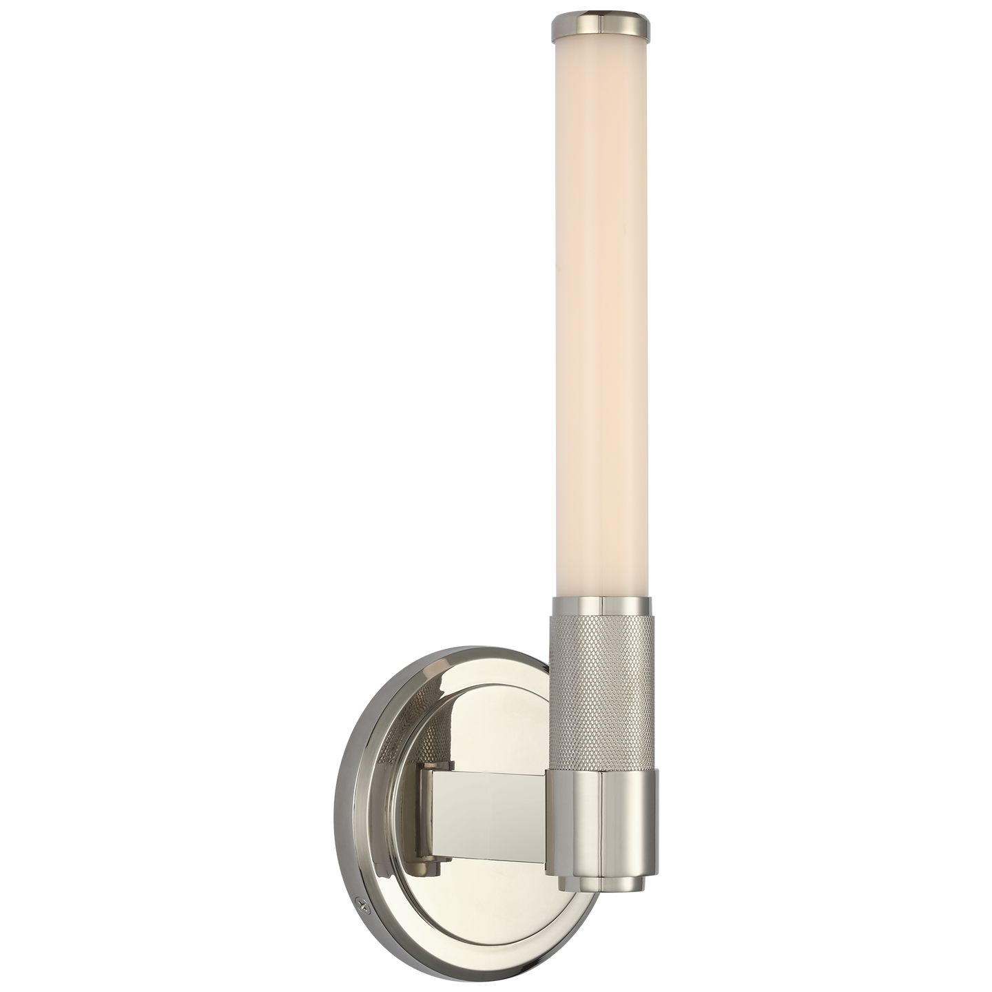 Barrett 13" Single Bath Light | Polished Nickel | White Glass