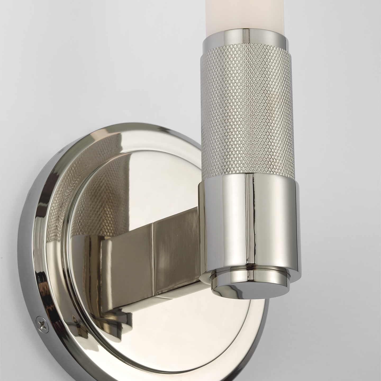 Barrett 13" Single Bath Light | Polished Nickel | White Glass