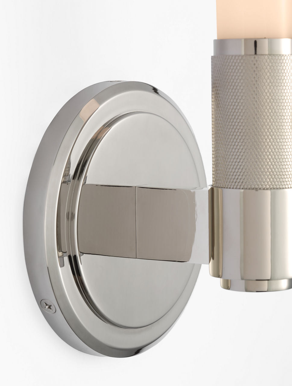 Barrett 13" Single Bath Light | Polished Nickel | White Glass