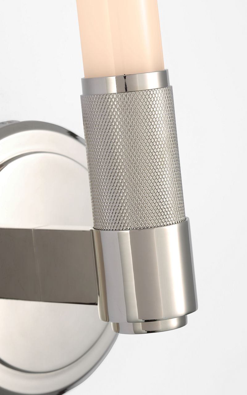 Barrett 13" Single Bath Light | Polished Nickel | White Glass