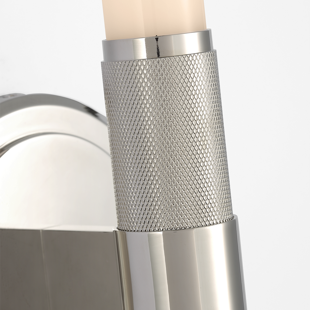 Barrett 13" Single Bath Light | Polished Nickel | White Glass