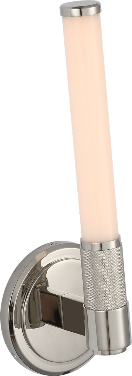 Barrett 13" Single Bath Light | Polished Nickel | White Glass