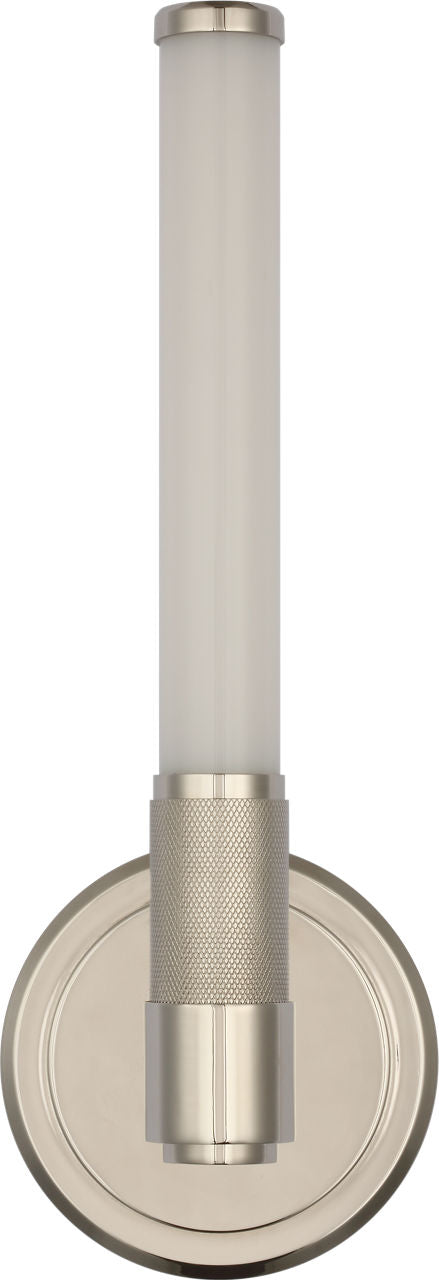 Barrett 13" Single Bath Light | Polished Nickel | White Glass
