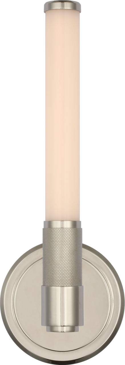 Barrett 13" Single Bath Light | Polished Nickel | White Glass
