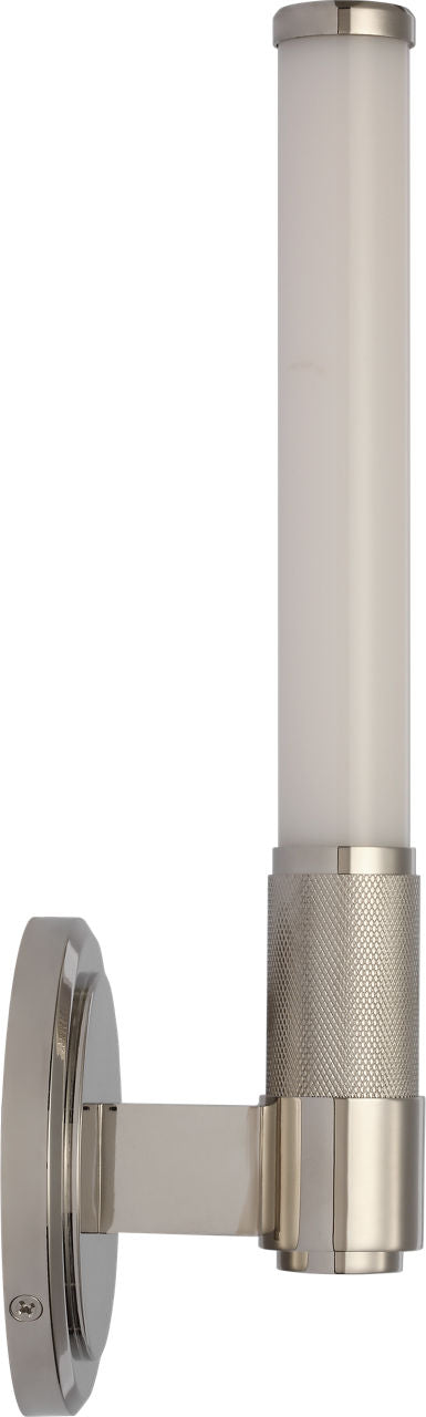 Barrett 13" Single Bath Light | Polished Nickel | White Glass
