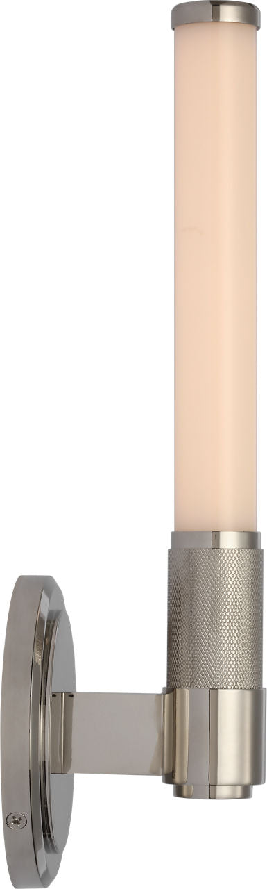 Barrett 13" Single Bath Light | Polished Nickel | White Glass