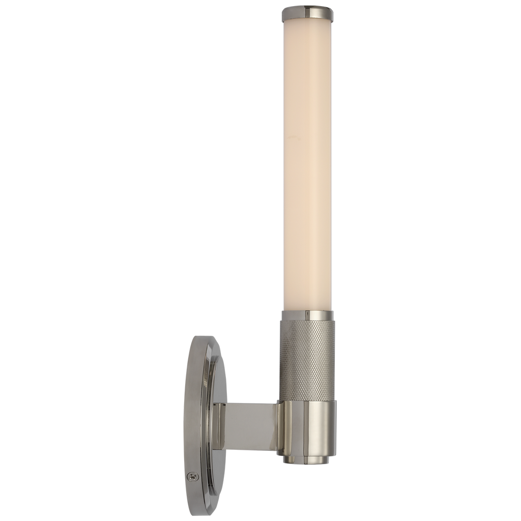 Barrett 13" Single Bath Light | Polished Nickel | White Glass