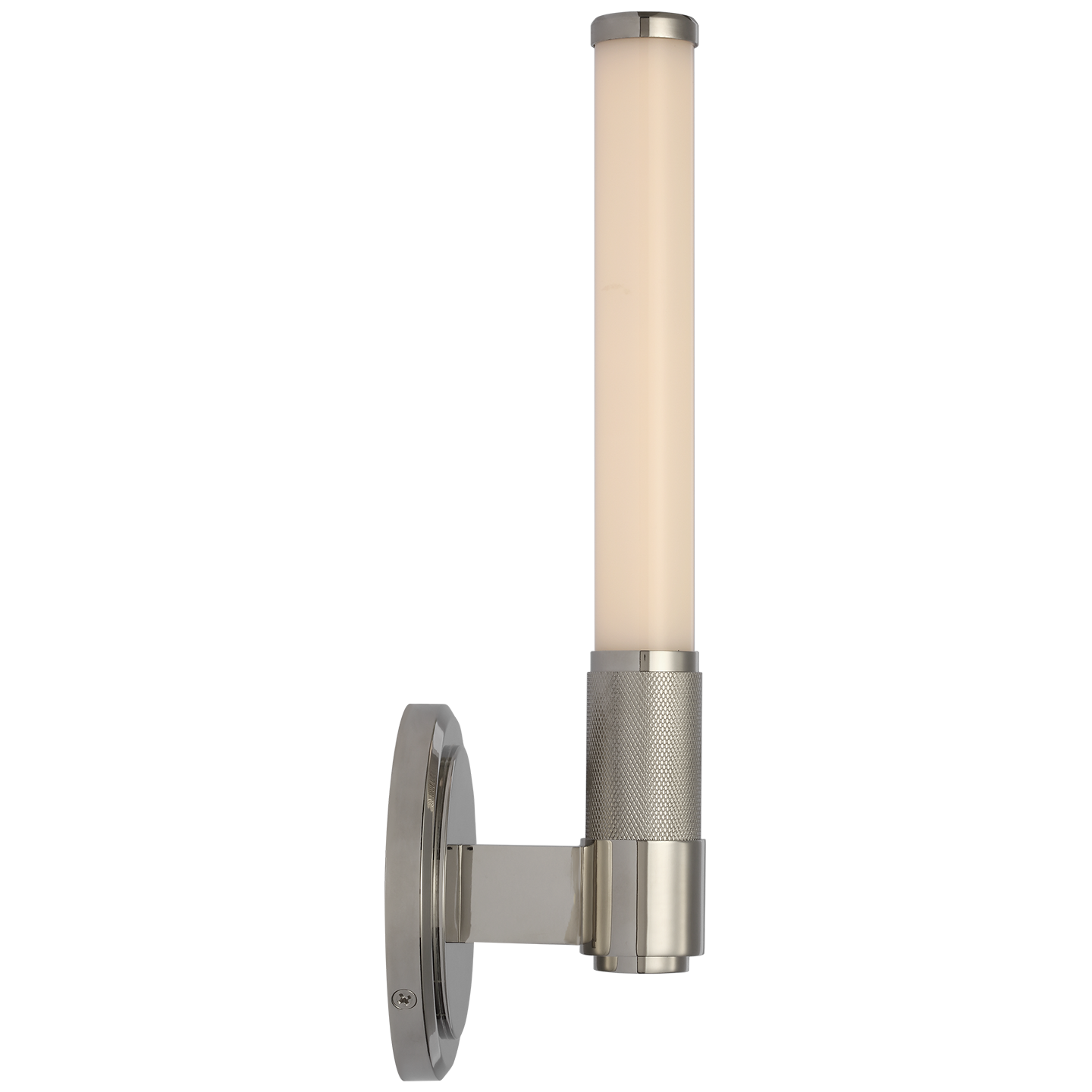 Barrett 13" Single Bath Light | Polished Nickel | White Glass