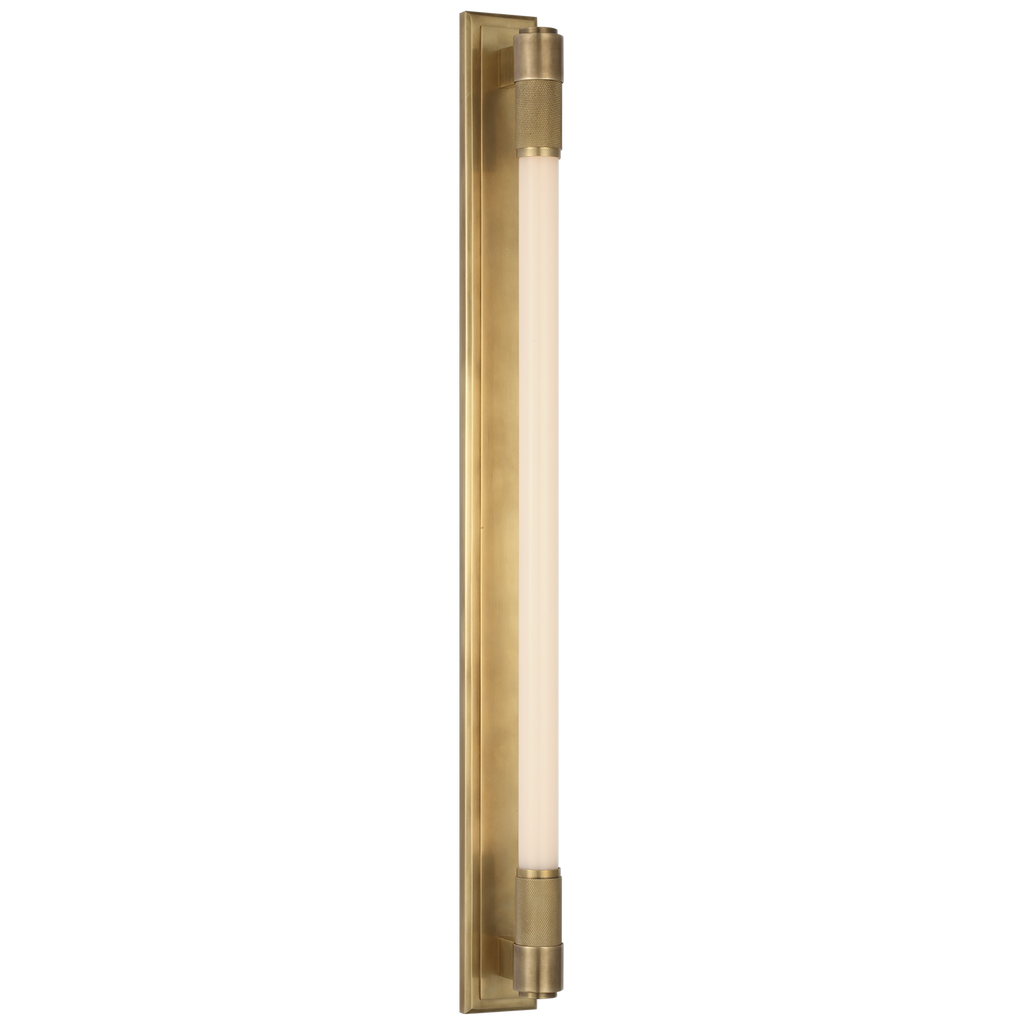 Barrett 30" Linear Bath Light | Natural Brass | White Glass