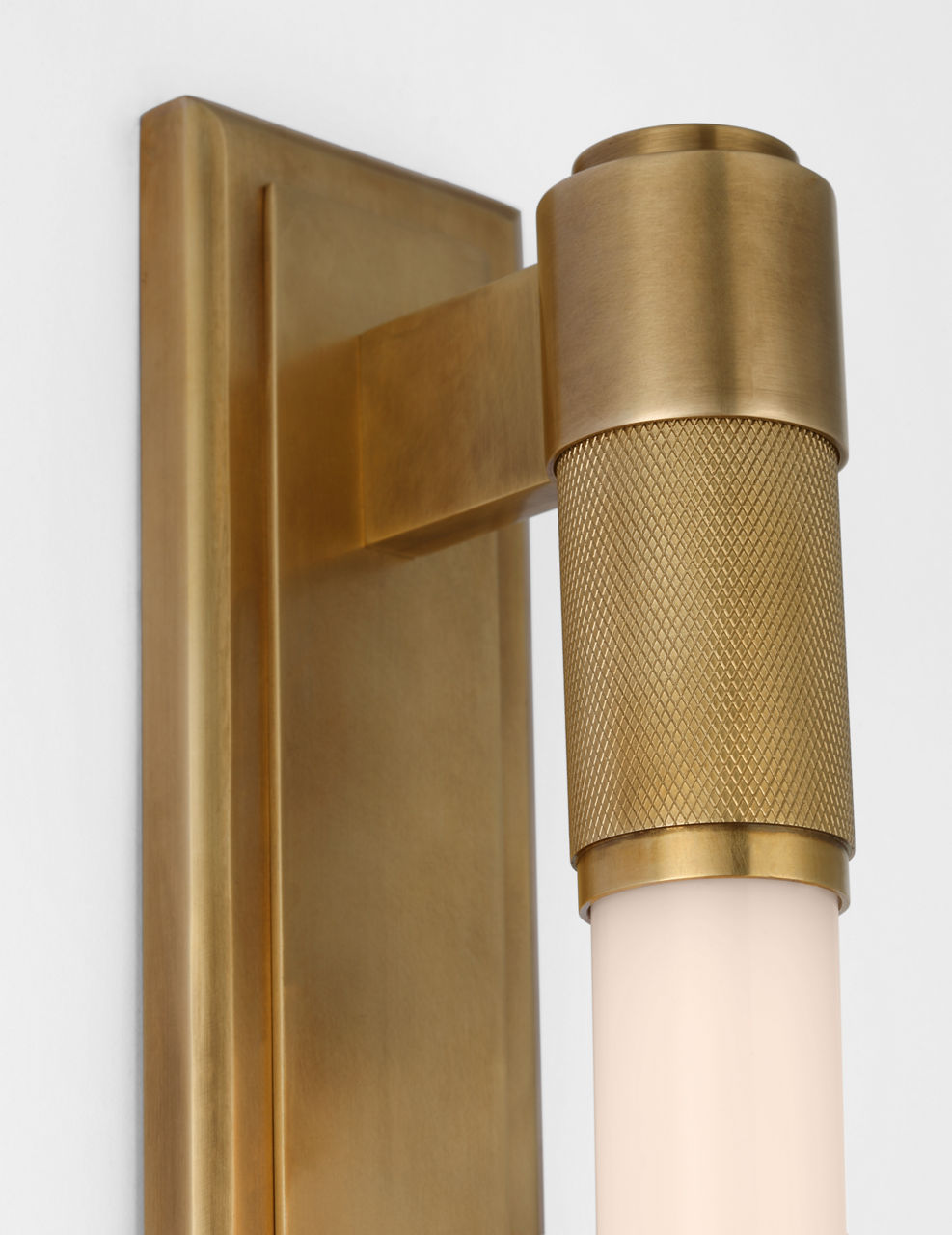 Barrett 30" Linear Bath Light | Natural Brass | White Glass