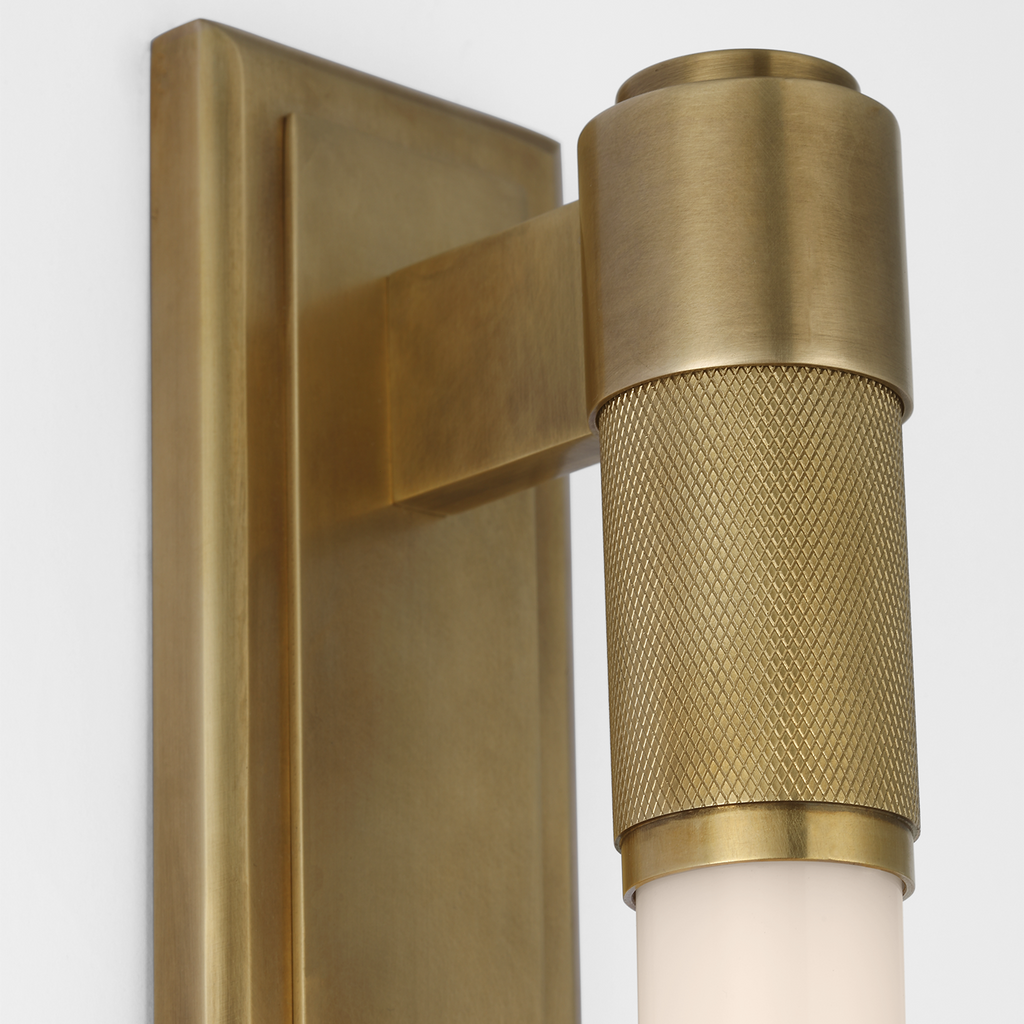 Barrett 30" Linear Bath Light | Natural Brass | White Glass