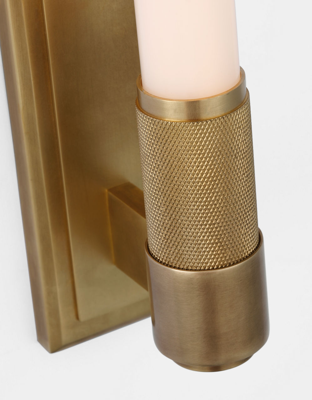 Barrett 30" Linear Bath Light | Natural Brass | White Glass