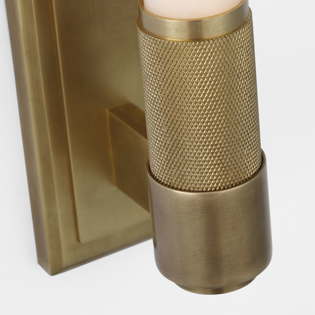 Barrett 30" Linear Bath Light | Natural Brass | White Glass