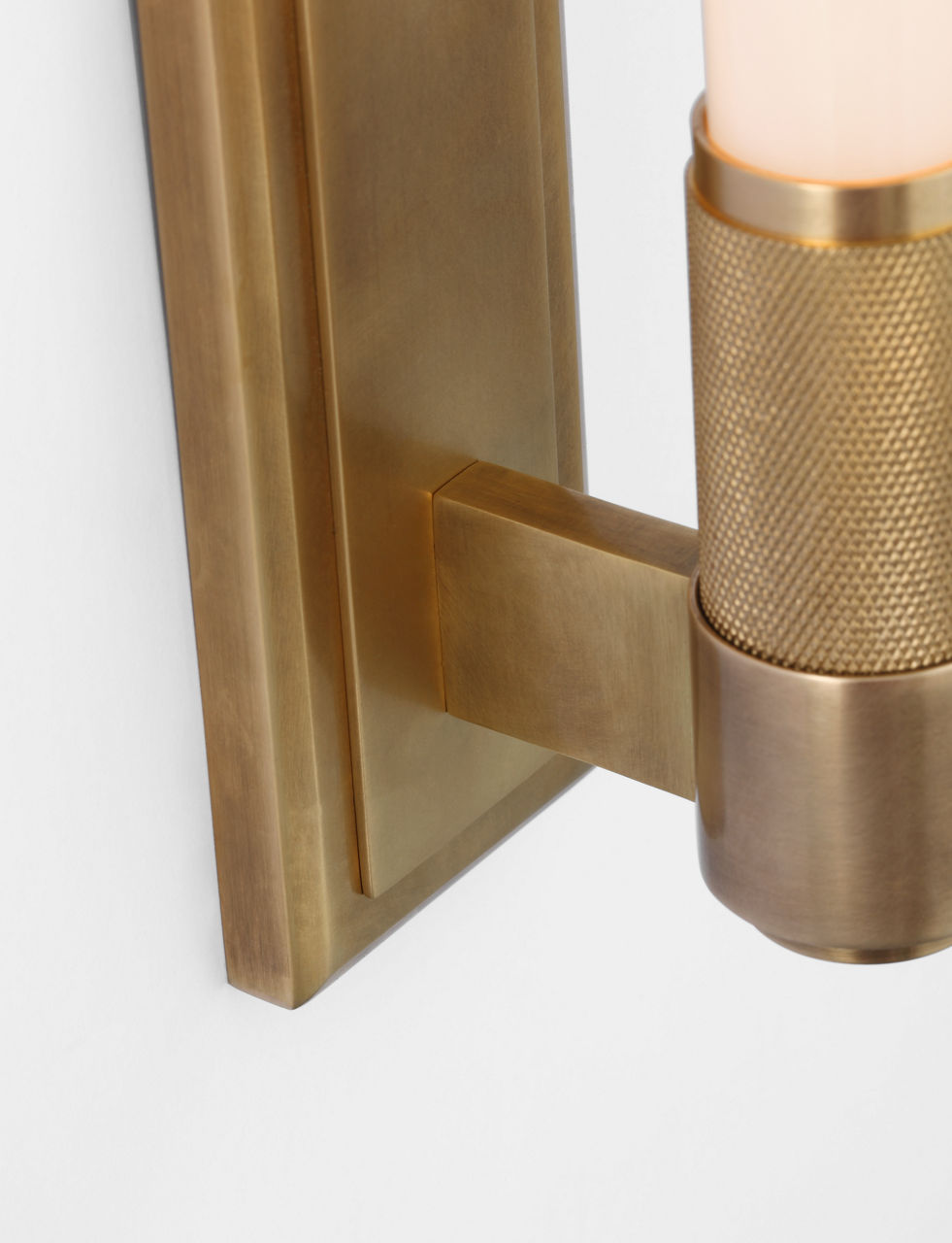 Barrett 30" Linear Bath Light | Natural Brass | White Glass