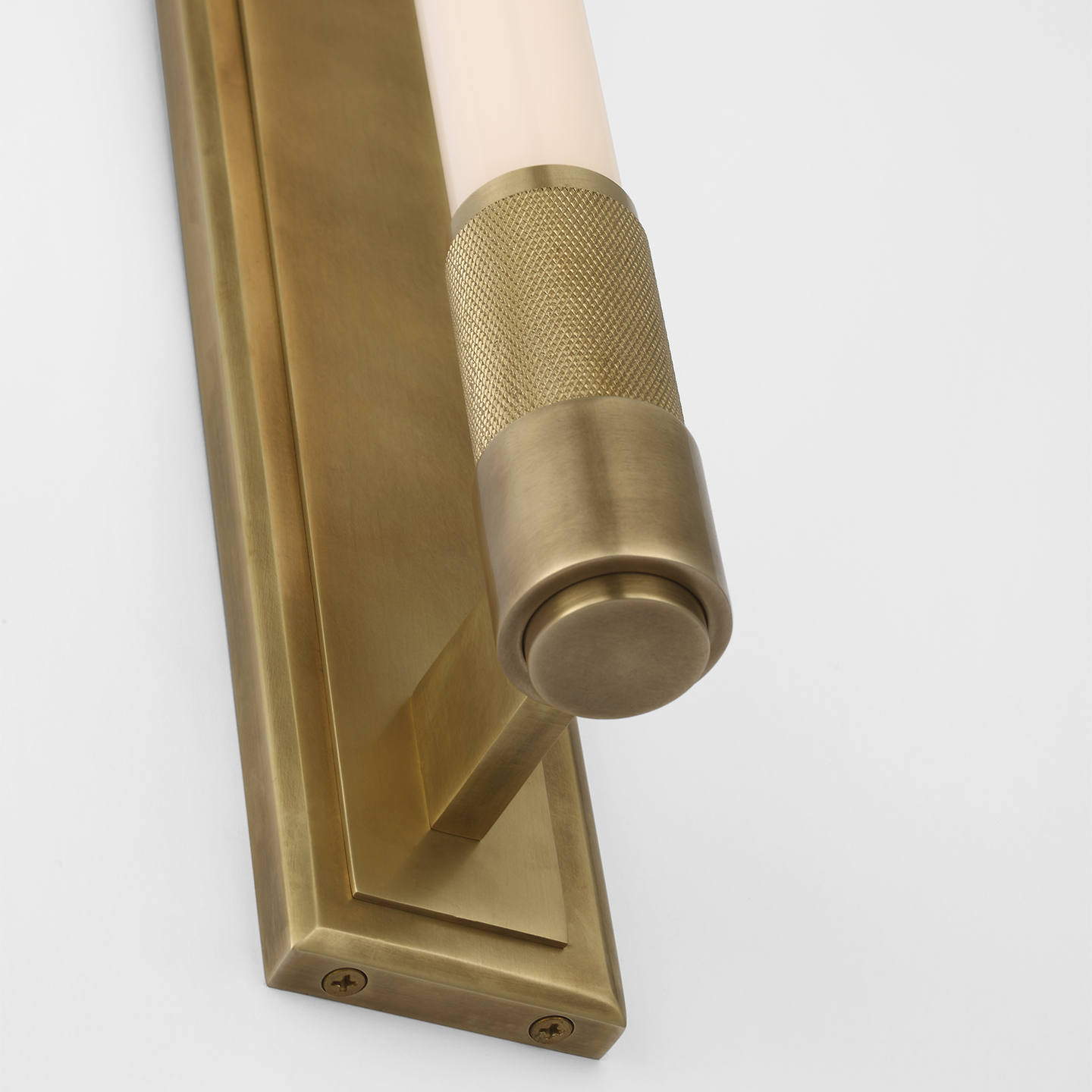 Barrett 30" Linear Bath Light | Natural Brass | White Glass