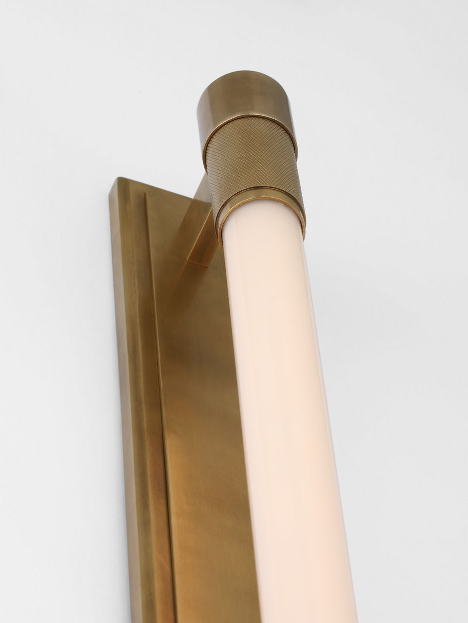Barrett 30" Linear Bath Light | Natural Brass | White Glass