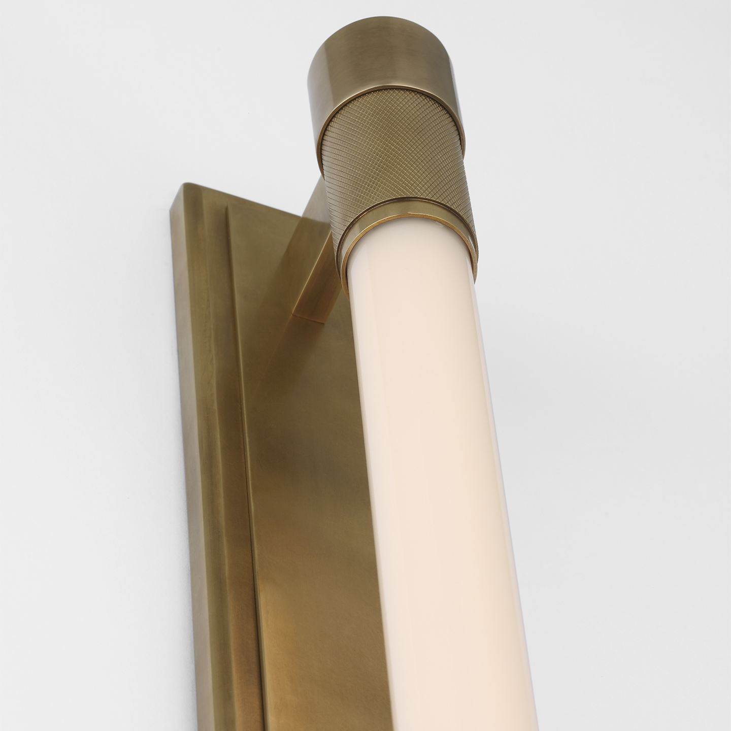Barrett 30" Linear Bath Light | Natural Brass | White Glass