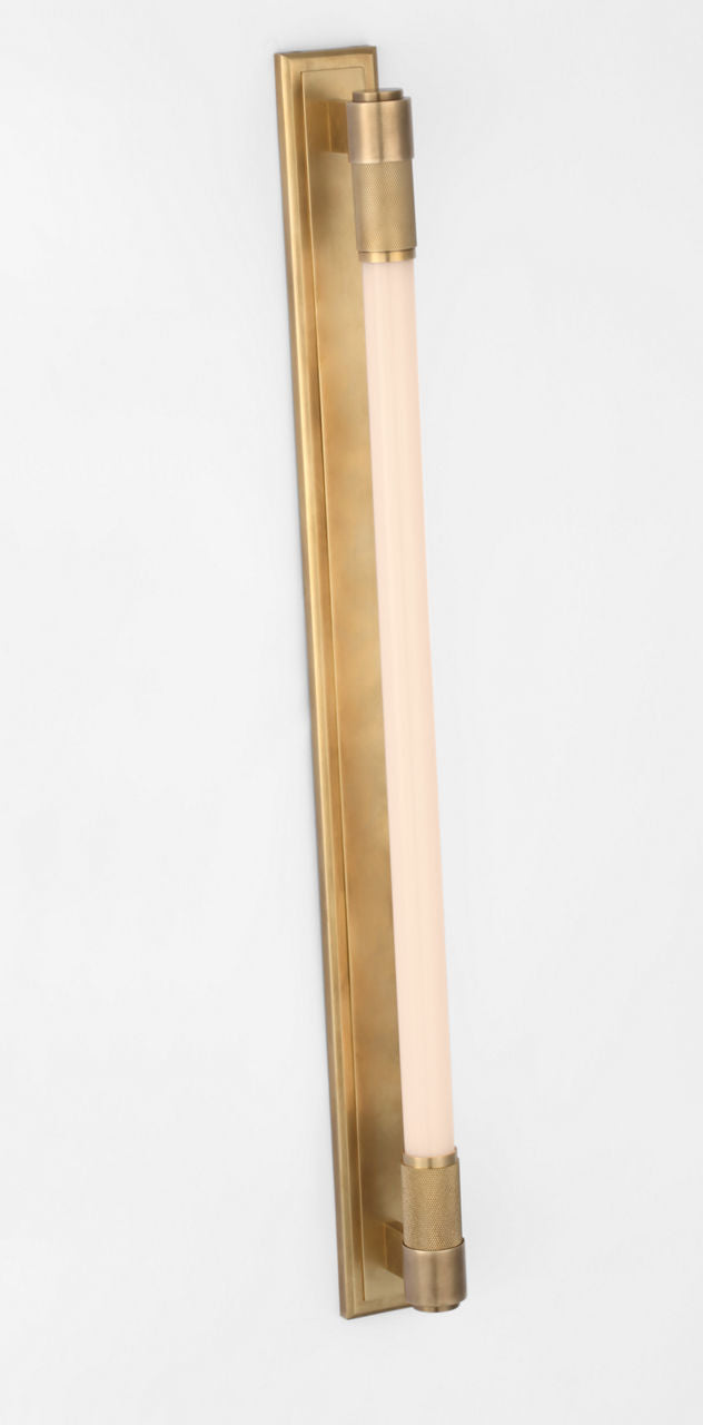 Barrett 30" Linear Bath Light | Natural Brass | White Glass