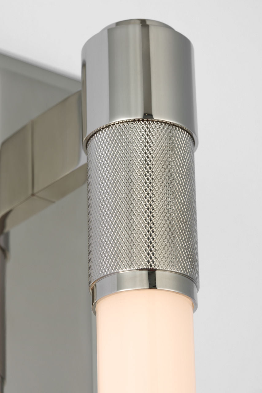 Barrett 30" Linear Bath Light | Polished Nickel | White Glass
