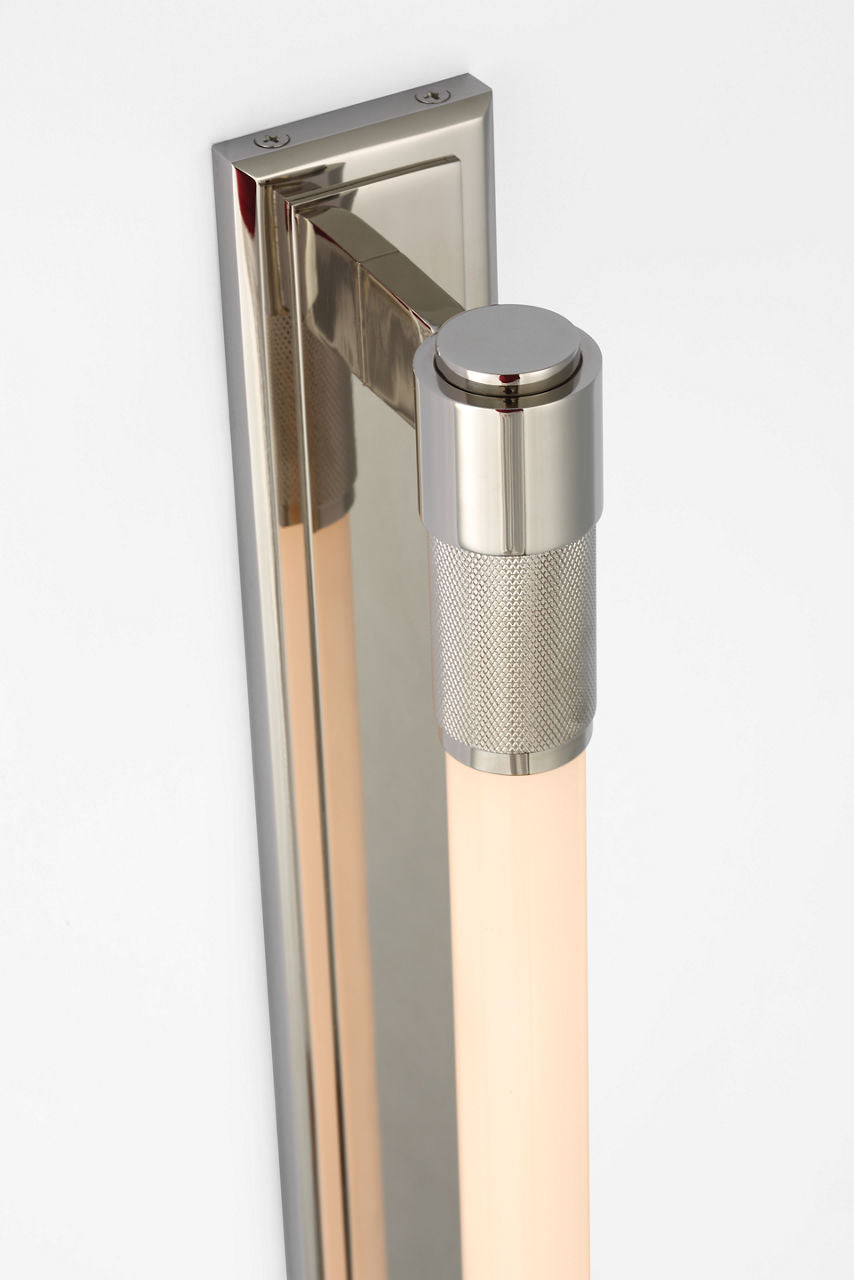 Barrett 30" Linear Bath Light | Polished Nickel | White Glass