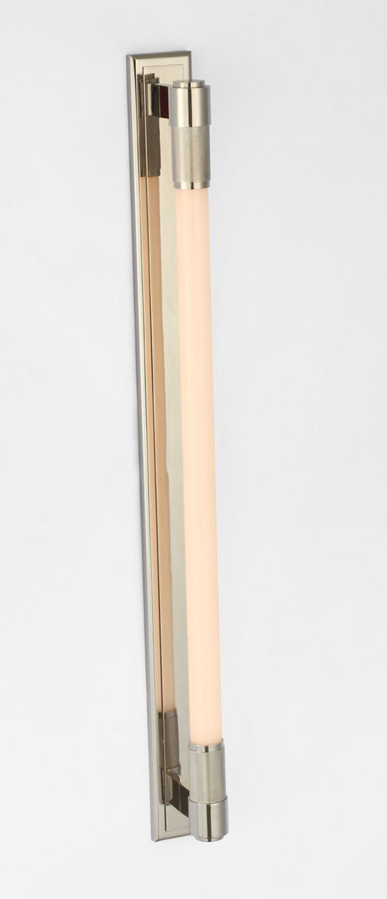 Barrett 30" Linear Bath Light | Polished Nickel | White Glass