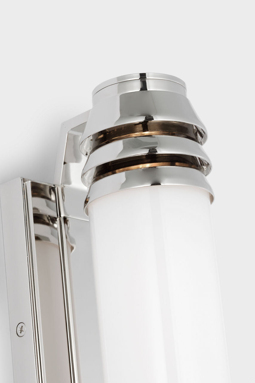 Chadwell 25" Sconce | Polished Nickel | White Glass