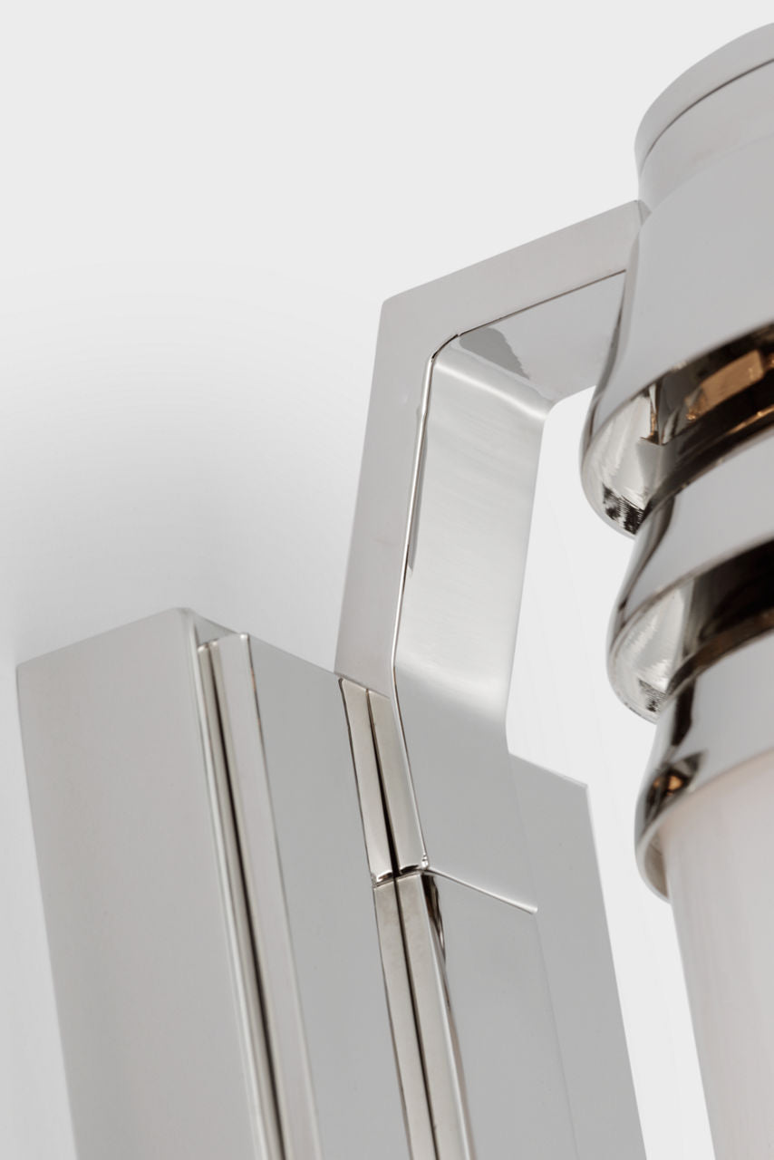 Chadwell 25" Sconce | Polished Nickel | White Glass