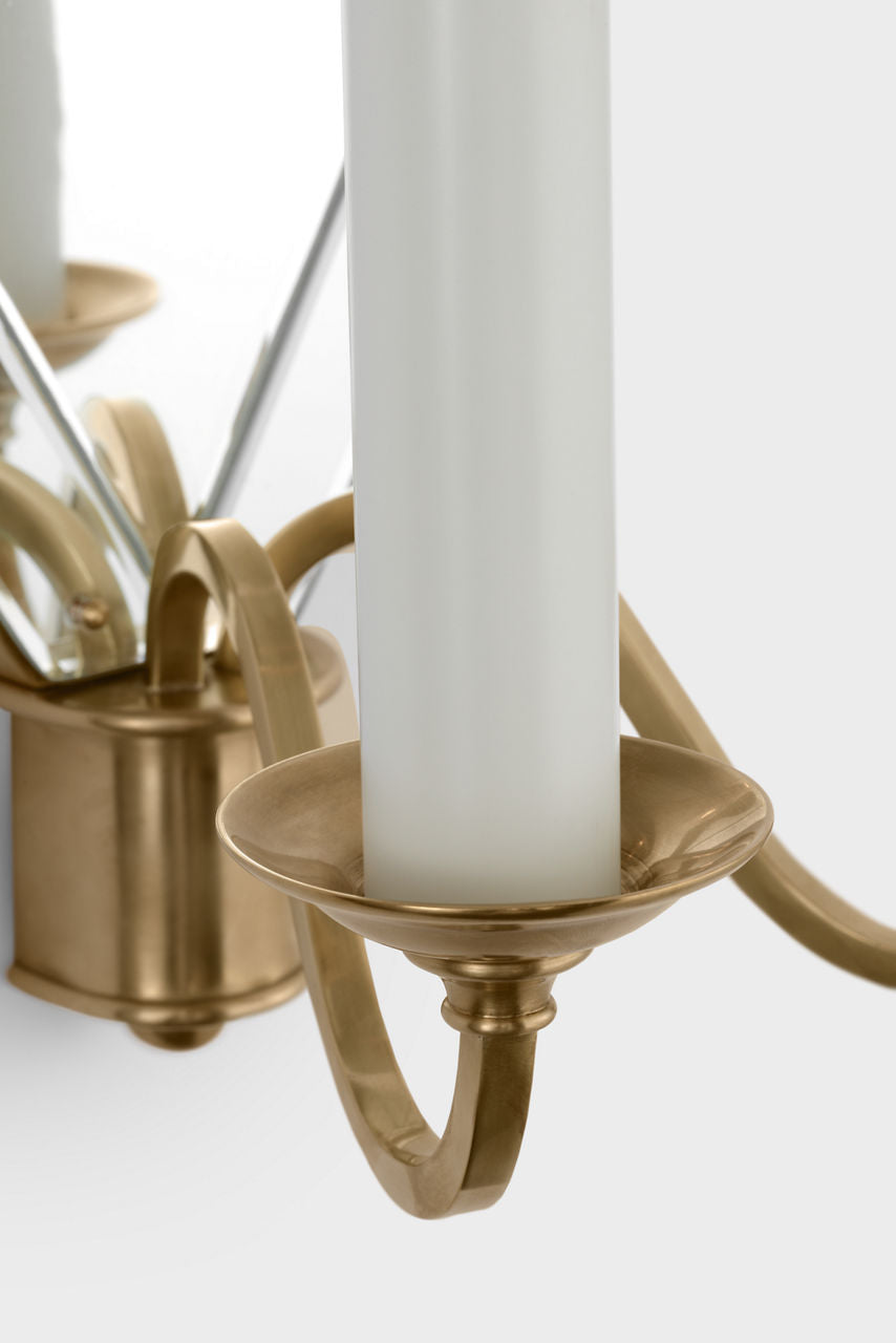 Adelaide Large Double Sconce | Mirror and Natural Brass