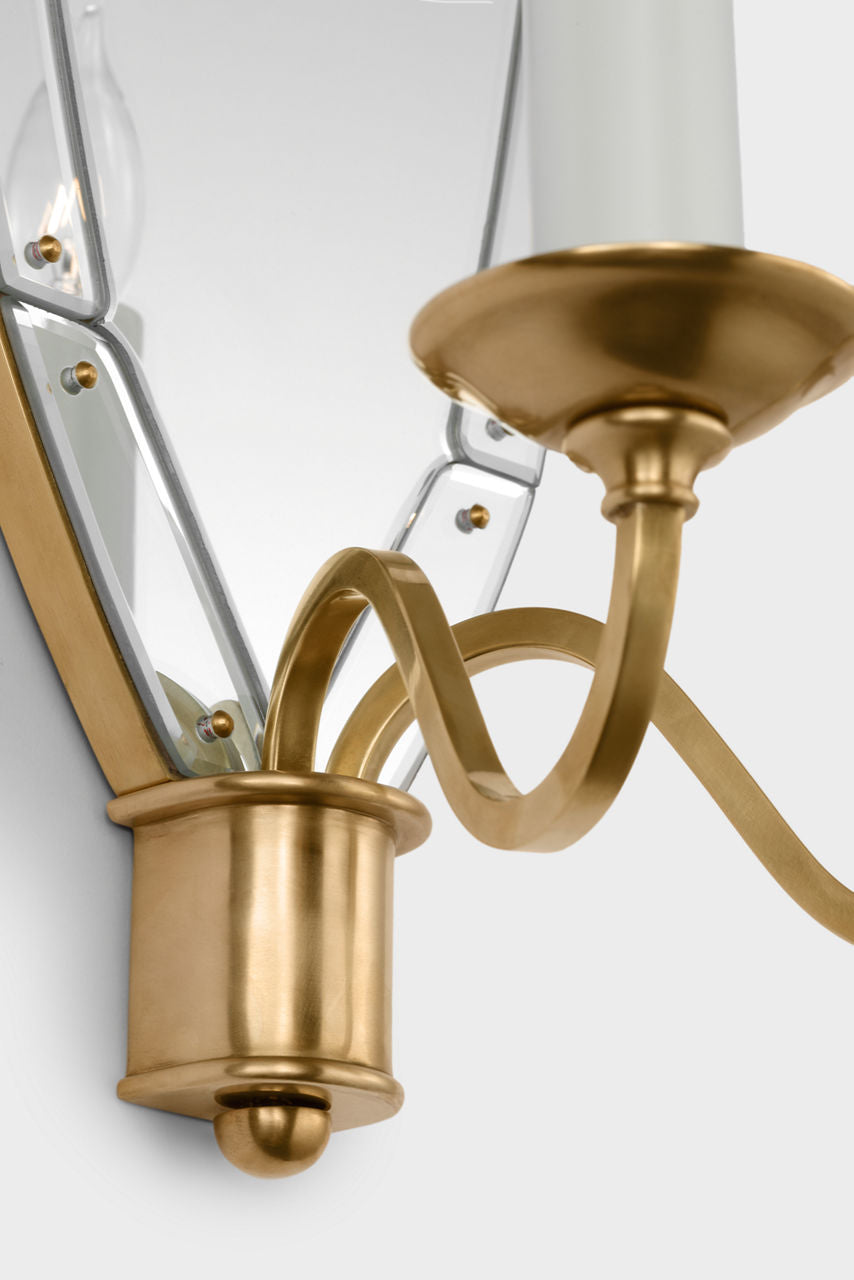 Adelaide Large Double Sconce | Mirror and Natural Brass