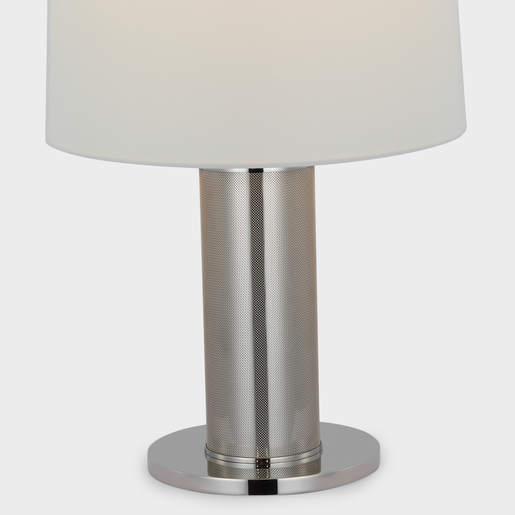 Beckford 22" Table Lamp | Polished Nickel and Stainless | Linen Shade