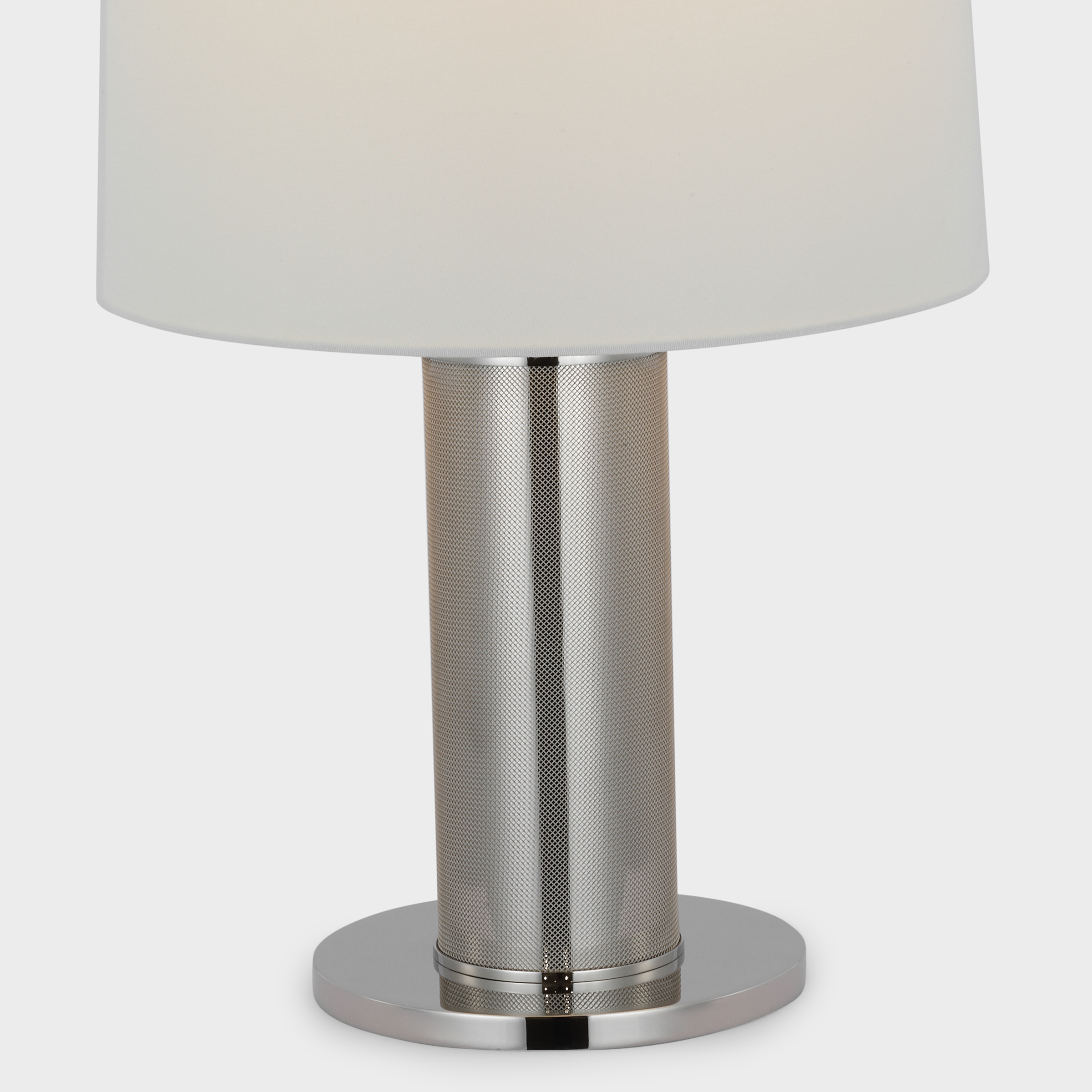 Beckford 22" Table Lamp | Polished Nickel and Stainless | Linen Shade