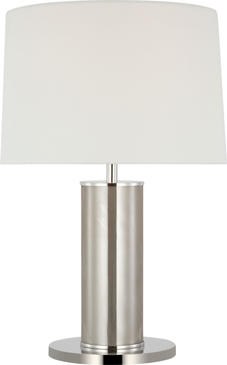 Beckford 22" Table Lamp | Polished Nickel and Stainless | Linen Shade