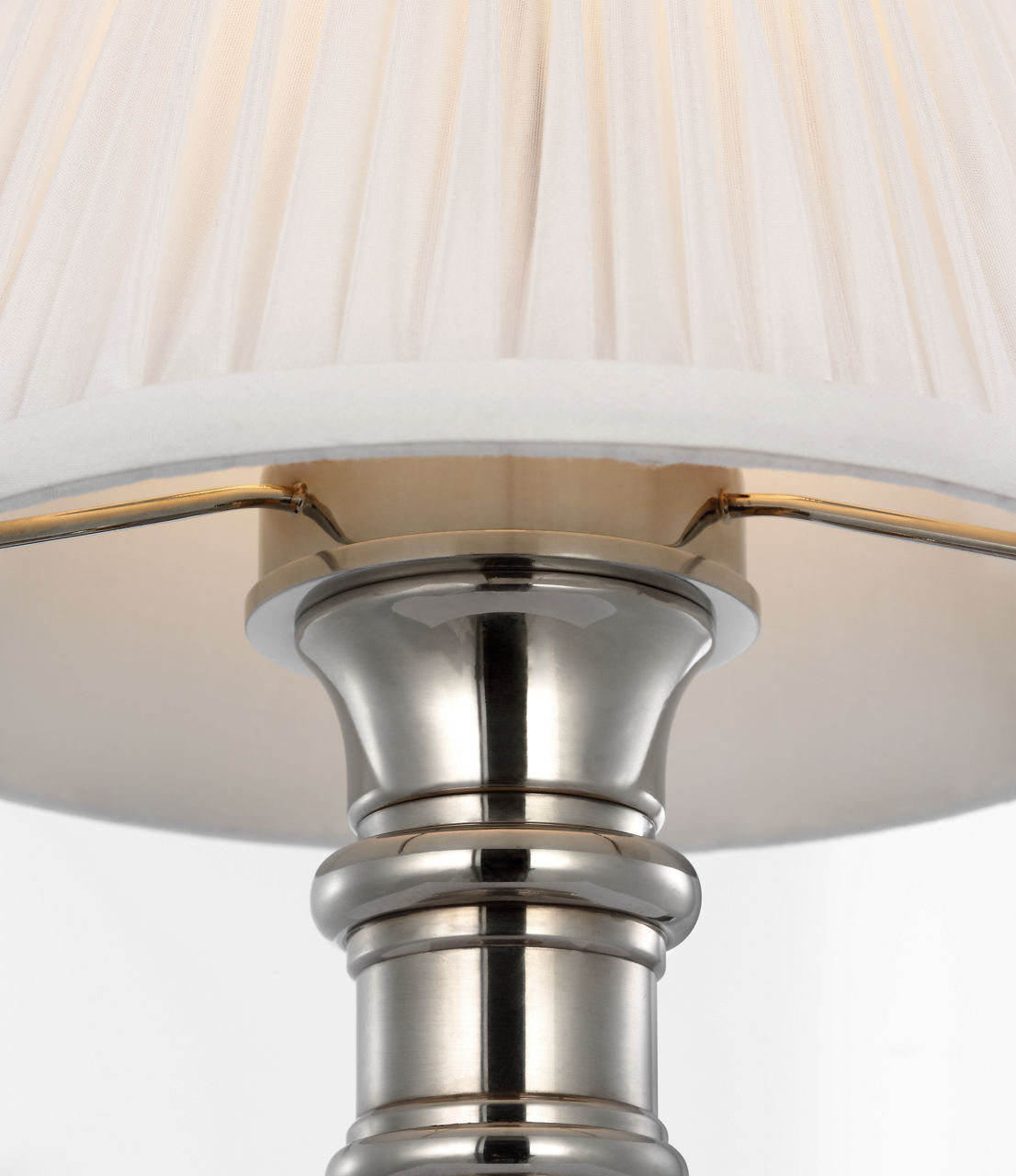 Thatcher 12" Cordless Accent Lamp | Butler's Silver | Silk Pleated Shade