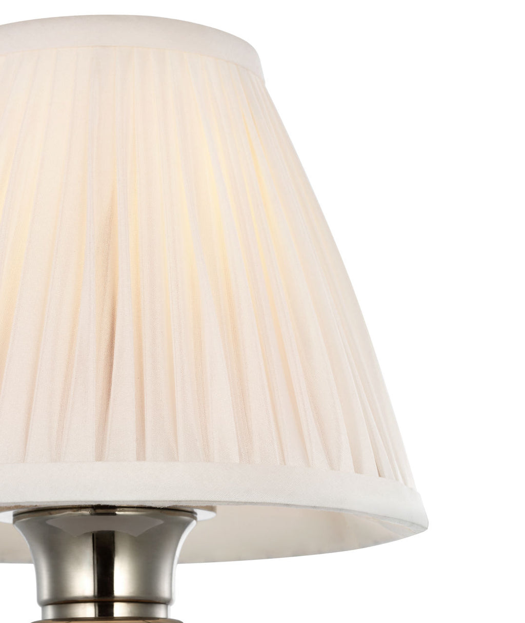Thatcher 12" Cordless Accent Lamp | Butler's Silver | Silk Pleated Shade