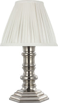 Thatcher 12" Cordless Accent Lamp | Butler's Silver | Silk Pleated Shade