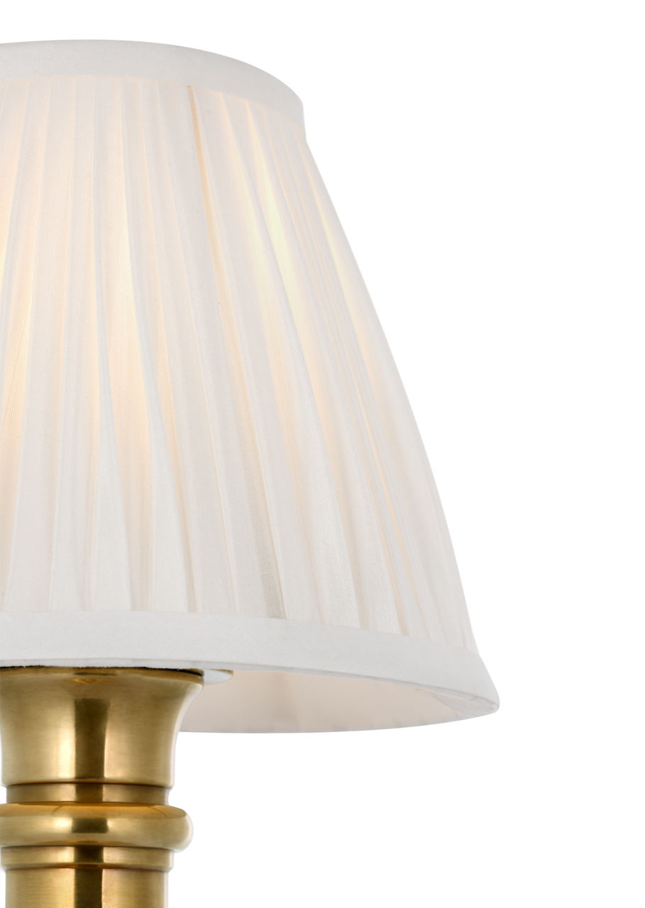 Thatcher 12" Cordless Accent Lamp | Natural Brass | Silk Pleated Shade