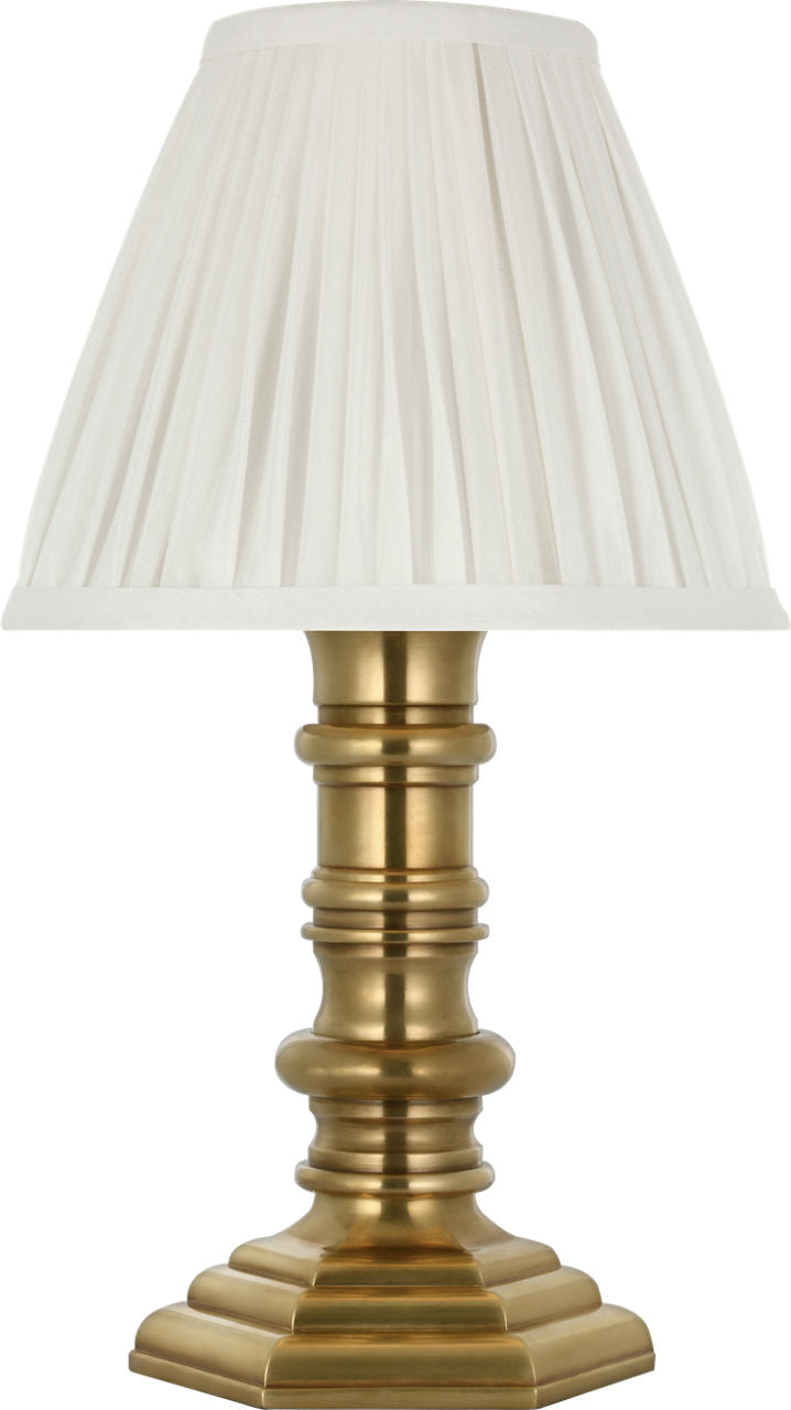 Thatcher 12" Cordless Accent Lamp | Natural Brass | Silk Pleated Shade